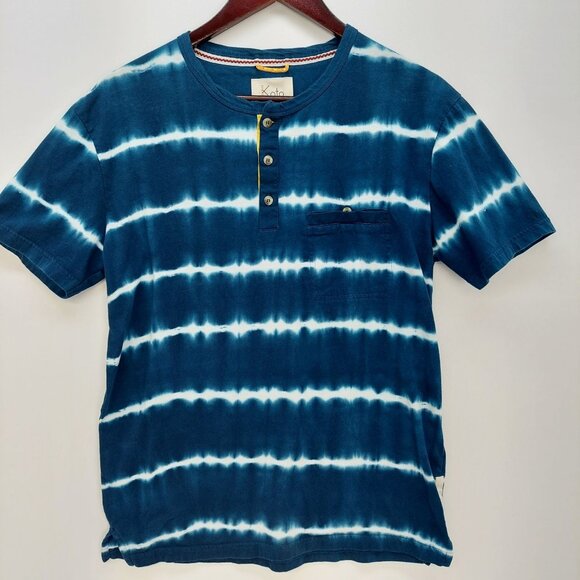 Koto Men's Tie-Dye Henley Short Sleeve T-Shirt S Blue & White Size S Small UO - Picture 1 of 6